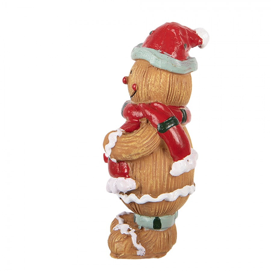 Weihnachtsfigur Pfefferkuchenmann mit Zuckerstange Polyresin Bunt 5x4x9 cm von Clayre & Eef (6PR6341)
