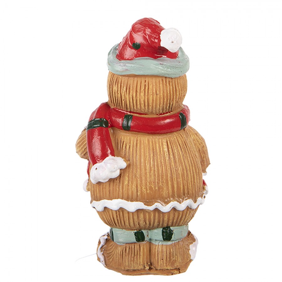 Weihnachtsfigur Pfefferkuchenmann mit Zuckerstange Polyresin Bunt 5x4x9 cm von Clayre & Eef (6PR6341)
