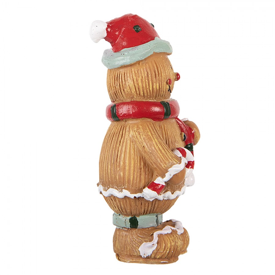 Weihnachtsfigur Pfefferkuchenmann mit Zuckerstange Polyresin Bunt 5x4x9 cm von Clayre & Eef (6PR6341)