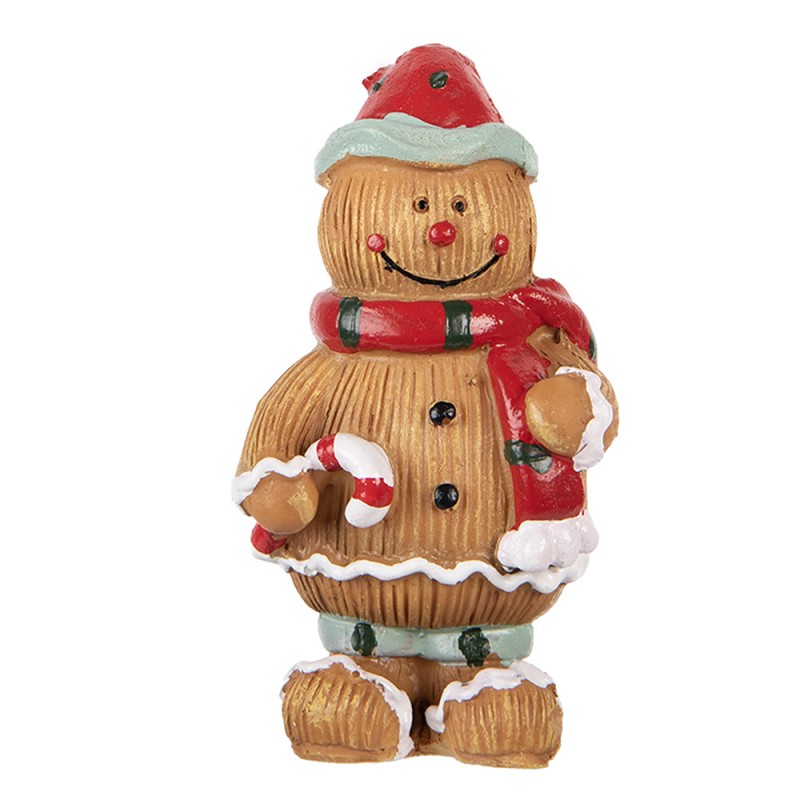Weihnachtsfigur Pfefferkuchenmann mit Zuckerstange Polyresin Bunt 5x4x9 cm von Clayre & Eef (6PR6341)
