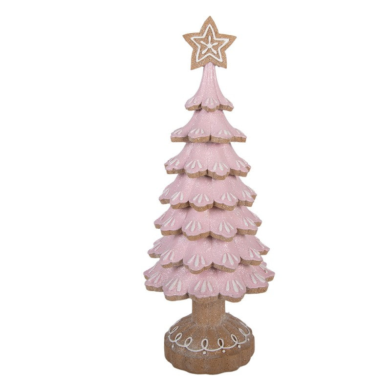 Deko-Weihnachtsbaum Lebkuchen Pagode mit Stern Rosa Braun Ø 16x40 cm von Clayre & Eef (6PR6354)