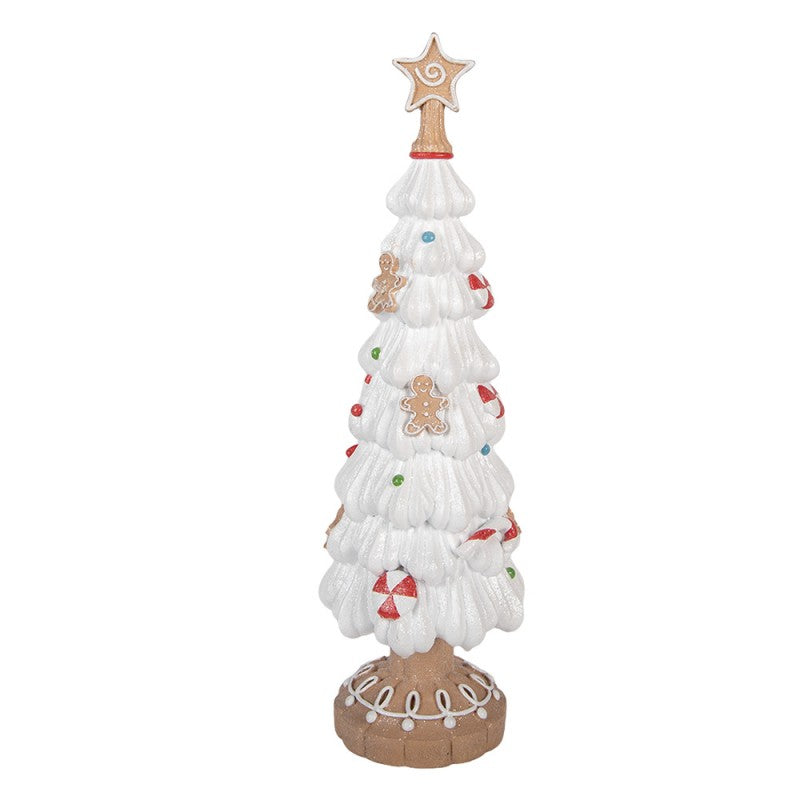 Deko-Weihnachtsbaum Baiser mit Lebkuchenmännchen Weiß Braun Ø 12x38 cm von Clayre & Eef (6PR6355)