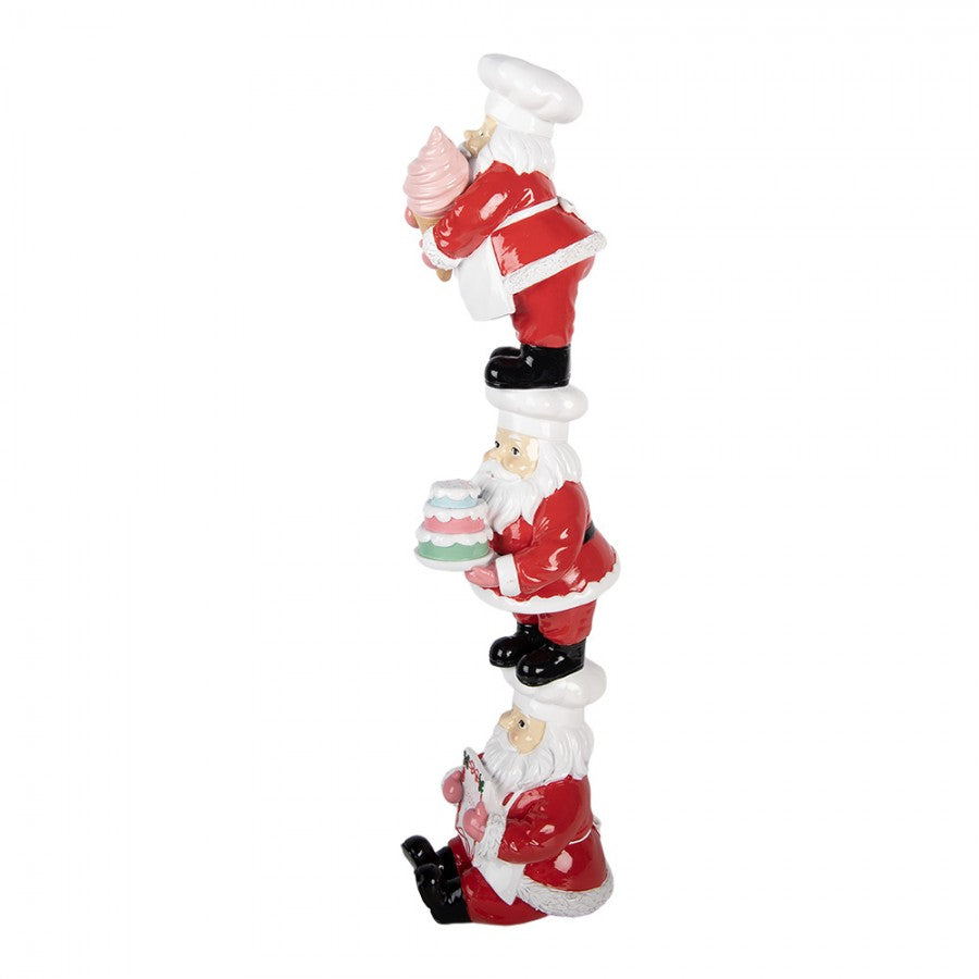 Clayre & Eef Dekofigur „Weihnachtsmann Säule Pyramide“ aus Polyresin, 12x14x52 cm (6PR6362)