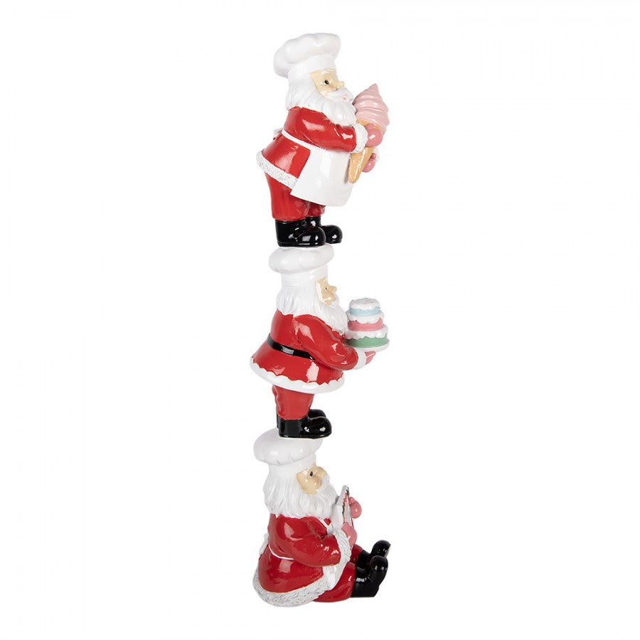 Clayre & Eef Dekofigur „Weihnachtsmann Säule Pyramide“ aus Polyresin, 12x14x52 cm (6PR6362)