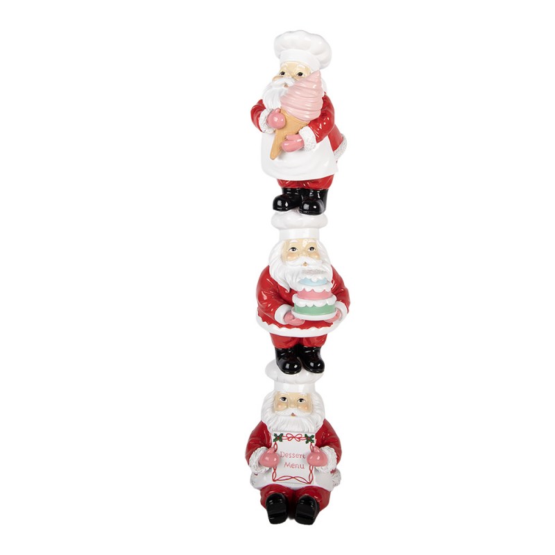 Clayre & Eef Dekofigur „Weihnachtsmann Säule Pyramide“ aus Polyresin, 12x14x52 cm (6PR6362)