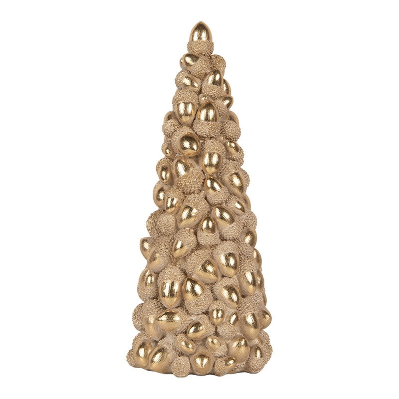 Deko-Weihnachtsbaum Eichel Pyramide aus Kunstharz Gold Braun Ø 13x31 cm von Clayre & Eef (6PR6364)
