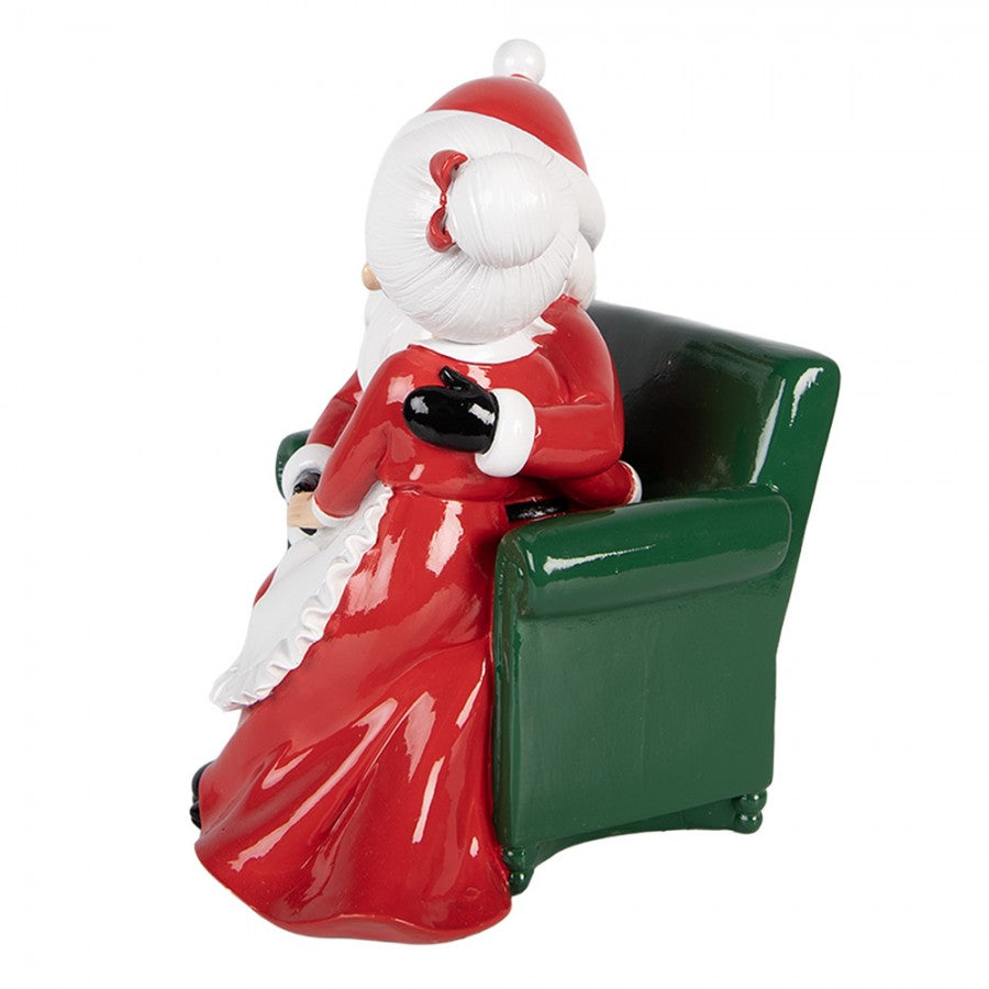 Clayre & Eef Dekofigur „Weihnachtsmann küssend mit Weihnachtsfrau“ aus Polyresin in Rot-Weiß, 15x17x20 cm (6PR6366)