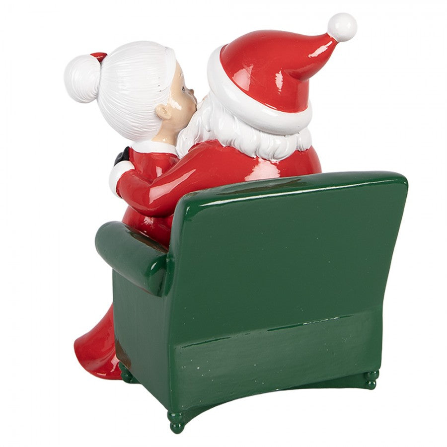 Clayre & Eef Dekofigur „Weihnachtsmann küssend mit Weihnachtsfrau“ aus Polyresin in Rot-Weiß, 15x17x20 cm (6PR6366)