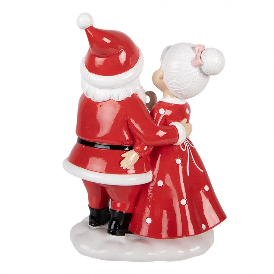 Clayre & Eef Dekofigur „Weihnachtsmann verliebt mit Weihnachtsfrau“ aus Polyresin in Rot-Weiß, 16x10x23 cm (6PR6367)