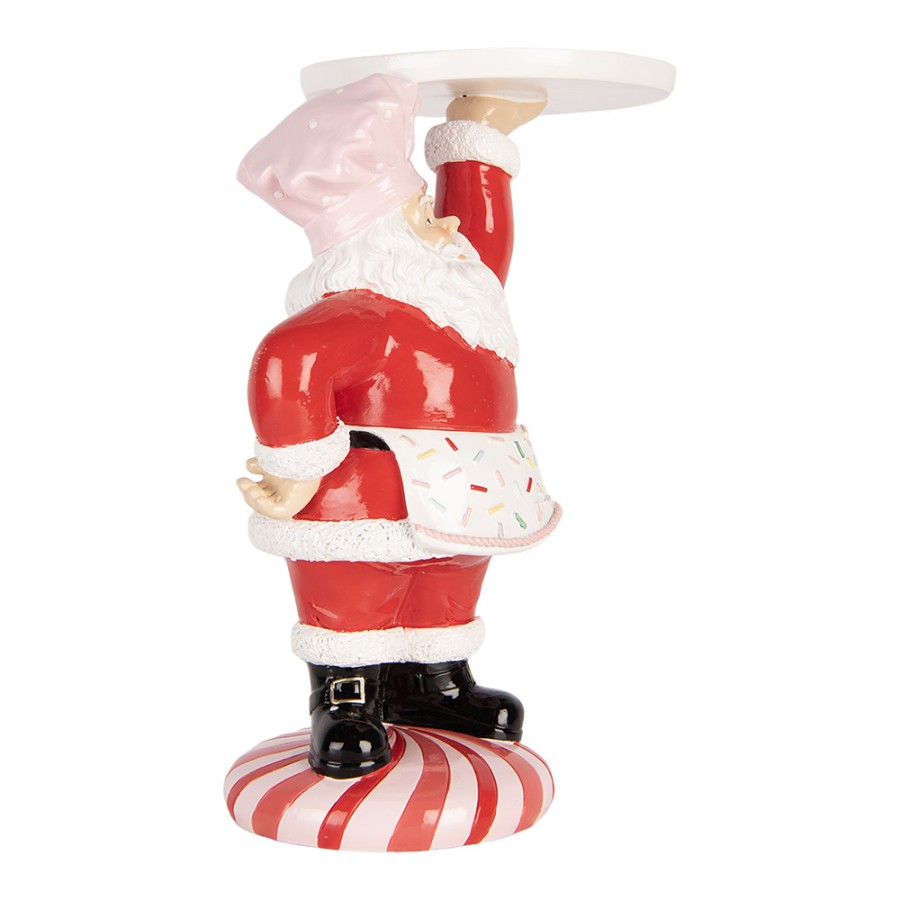 Clayre & Eef Dekofigur „Weihnachtsmann Pracht-Statur mit Tablett“ aus Polyresin, 21x14x27 cm (6PR6369)