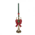 Prunkvoller Polyresin-Kerzenständer Hirschgeweih & Rote Schleife Goldfarben 15x12x45 cm für Stabkerzen von Clayre & Eef (6PR6380)