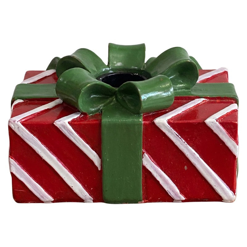 Kerzenständer Geschenkpaket Rot-Grün 12x8x7 cm Polyresin für Stabkerzen von Clayre & Eef (6PR6388)