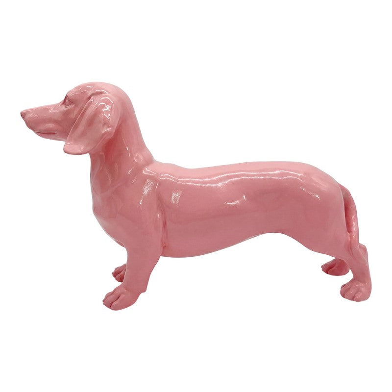 Dekofigur Hund Dackel Pop Art Hochglanz Polyresin Rosa 20x10x30 cm von Clayre & Eef (6PR6412)