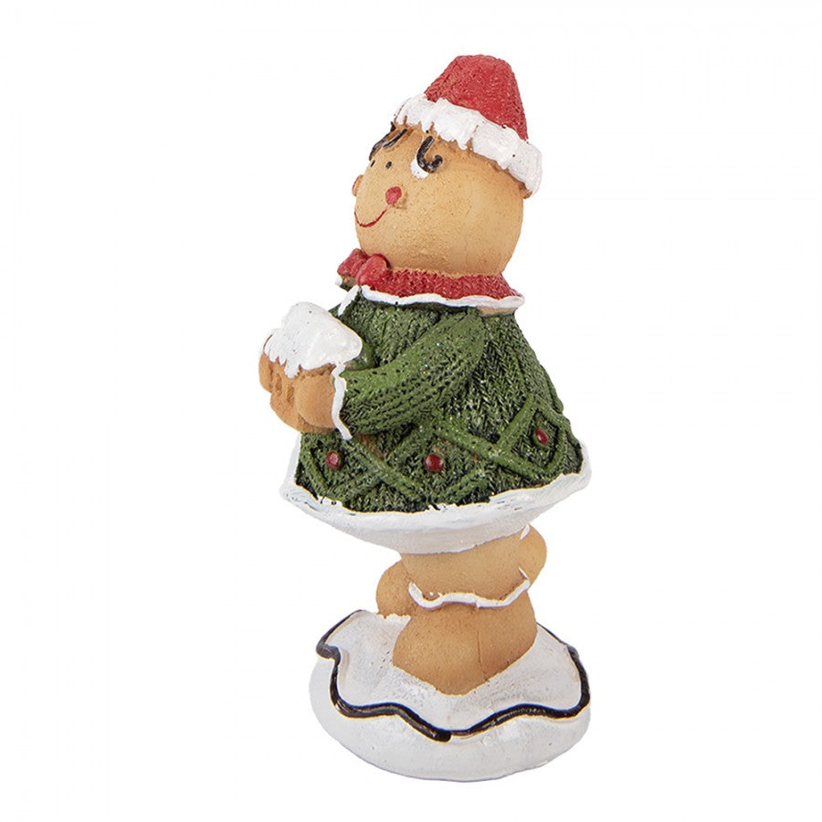 Weihnachtsfigur Pfefferkuchenjunge mit Lebkuchenhaus Polyresin Bunt 9x8x16 cm von Clayre & Eef (6PR6436)