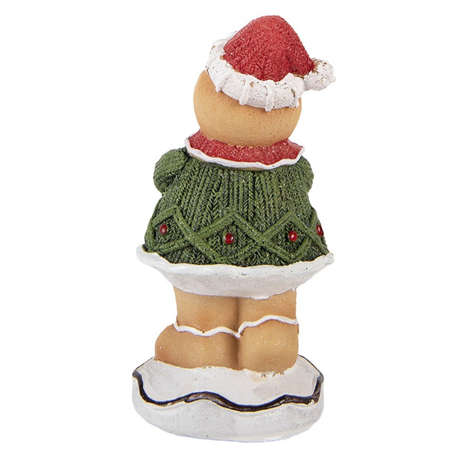 Weihnachtsfigur Pfefferkuchenjunge mit Lebkuchenhaus Polyresin Bunt 9x8x16 cm von Clayre & Eef (6PR6436)
