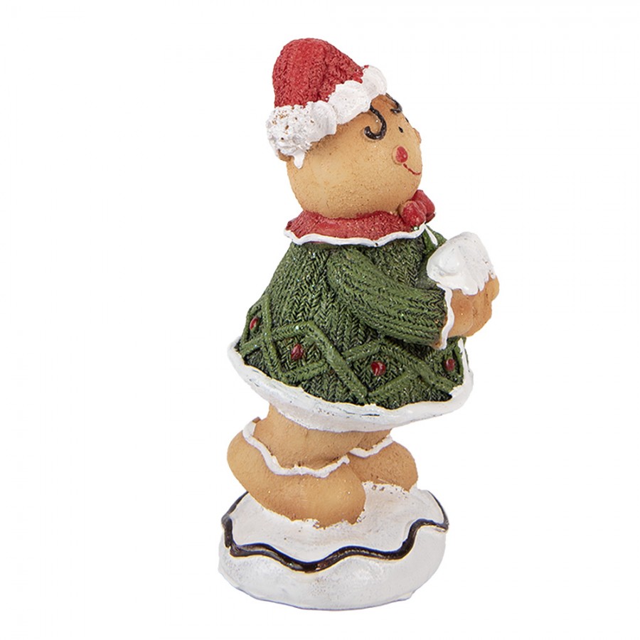 Weihnachtsfigur Pfefferkuchenjunge mit Lebkuchenhaus Polyresin Bunt 9x8x16 cm von Clayre & Eef (6PR6436)
