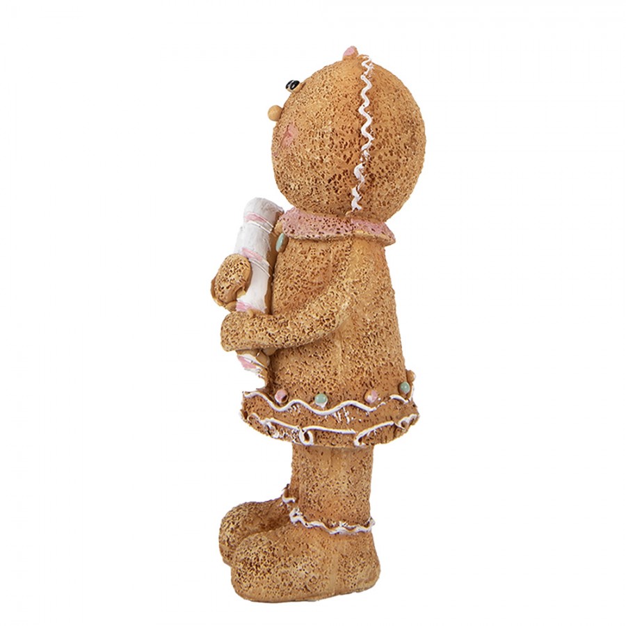 Weihnachtsfigur Pfefferkuchenmädchen Pastell Zuckerstange Polyresin Glitzer 8x7x16 cm von Clayre & Eef (6PR6438)