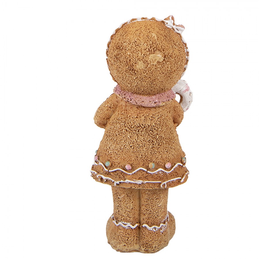 Weihnachtsfigur Pfefferkuchenmädchen Pastell Zuckerstange Polyresin Glitzer 8x7x16 cm von Clayre & Eef (6PR6438)