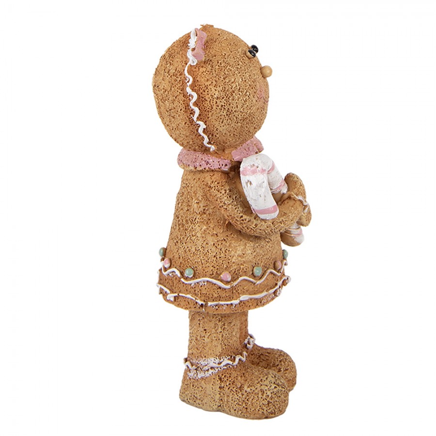 Weihnachtsfigur Pfefferkuchenmädchen Pastell Zuckerstange Polyresin Glitzer 8x7x16 cm von Clayre & Eef (6PR6438)
