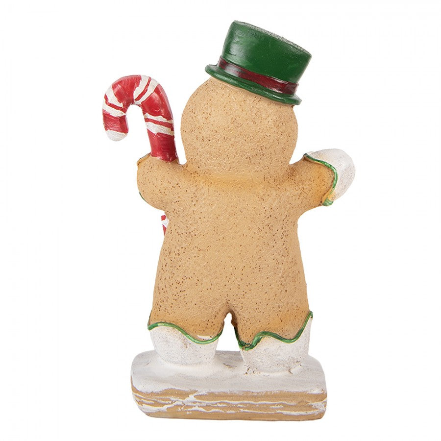 Weihnachtsfigur Pfefferkuchenmann Zylinder Zuckerstange Polyresin Bunt 12x6x18 cm von Clayre & Eef (6PR6441)