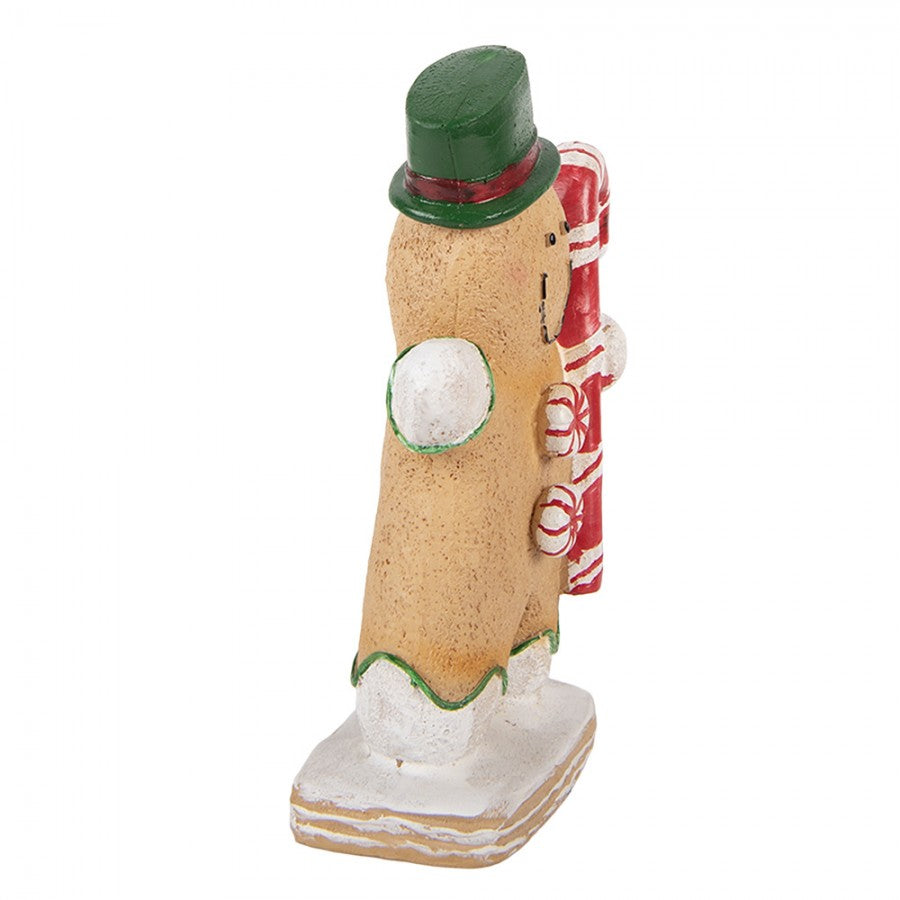 Weihnachtsfigur Pfefferkuchenmann Zylinder Zuckerstange Polyresin Bunt 12x6x18 cm von Clayre & Eef (6PR6441)