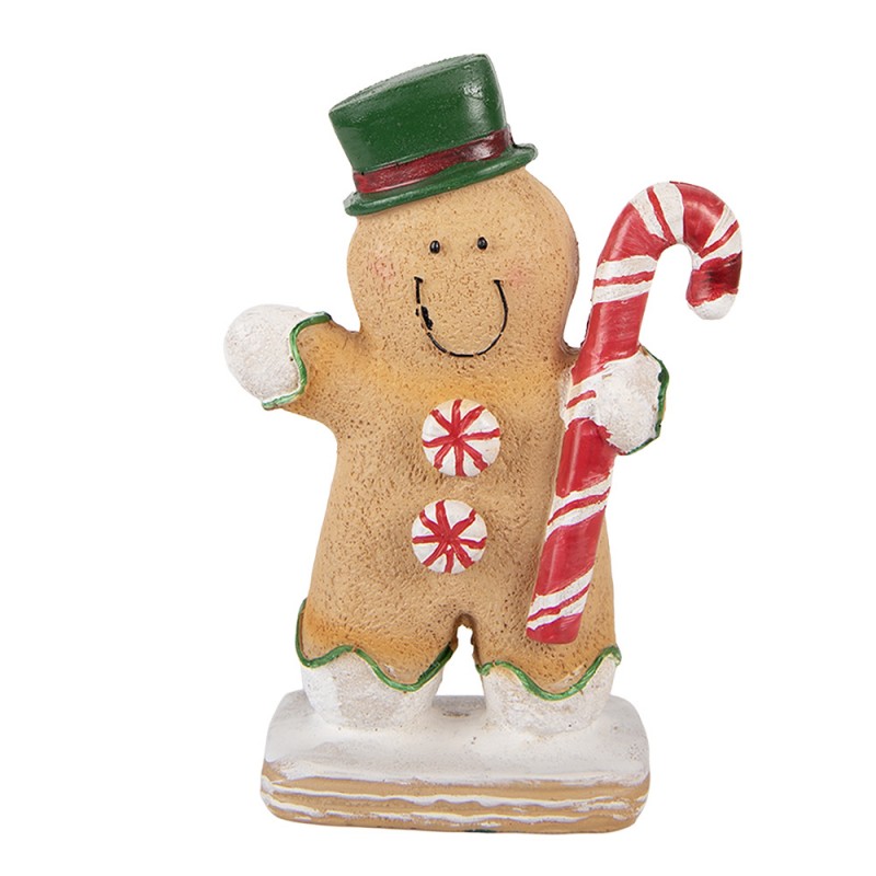 Weihnachtsfigur Pfefferkuchenmann Zylinder Zuckerstange Polyresin Bunt 12x6x18 cm von Clayre & Eef (6PR6441)