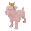 Dekofigur Hund Mops mit Goldkrone Königsmops Polyresin Rosa Gold 35x12x26 cm von Clayre & Eef (6PR6448)