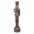 Nostalgische Weihnachtsfigur Nussknacker mit Geschenk Rot-Petrol Polyresin 12x11x47 cm von Clayre & Eef (6PR6454)