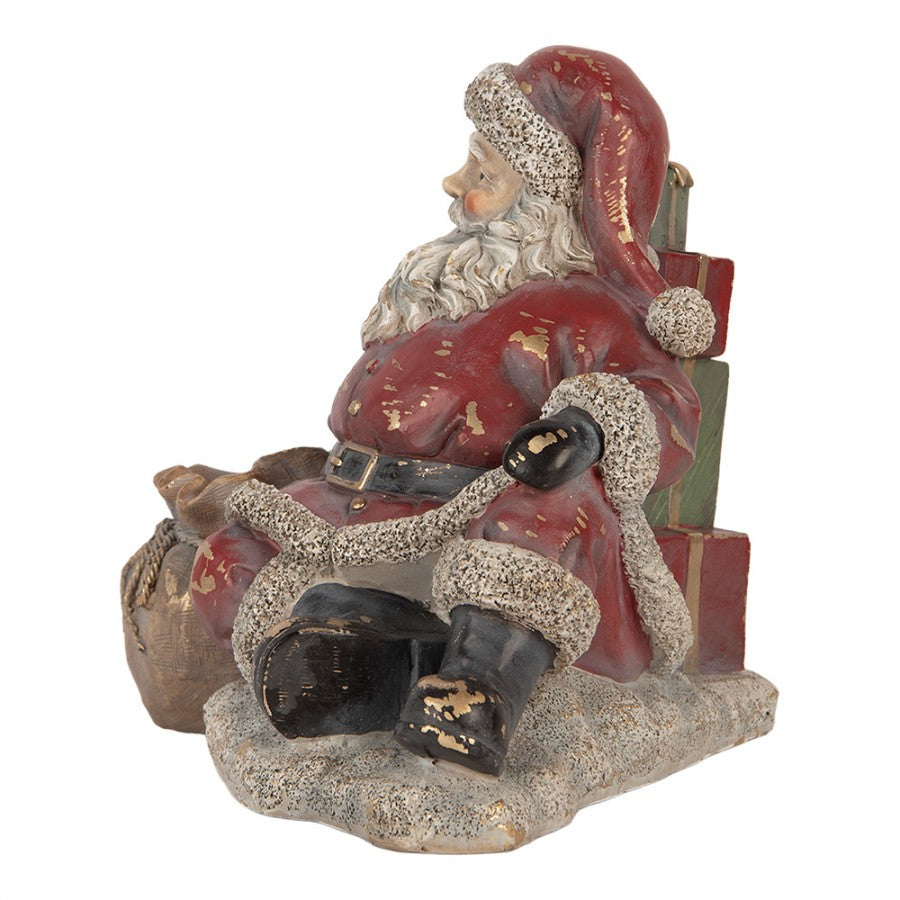 Clayre & Eef Dekofigur „Weihnachtsmann Monumental Gemütlich“ aus Polyresin, 23x19x19 cm (6PR6457)