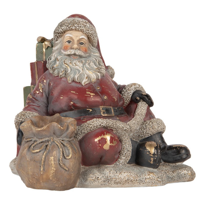 Clayre & Eef Dekofigur „Weihnachtsmann Monumental Gemütlich“ aus Polyresin, 23x19x19 cm (6PR6457)