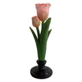 Kerzenständer Tulpe Rosa-Grün 9x9x28 cm Polyresin für Stabkerzen von Clayre & Eef (6PR6464)