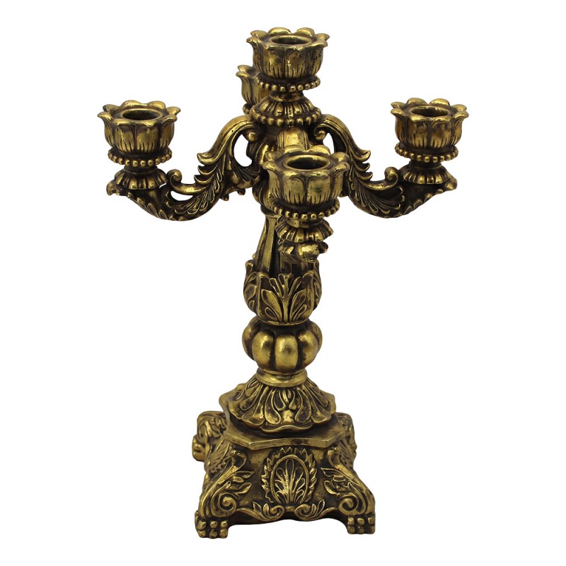 5-flammiger Barock-Kandelaber Polyresin Antikgold 24x24x34 cm für Stabkerzen von Clayre & Eef (6PR6478)