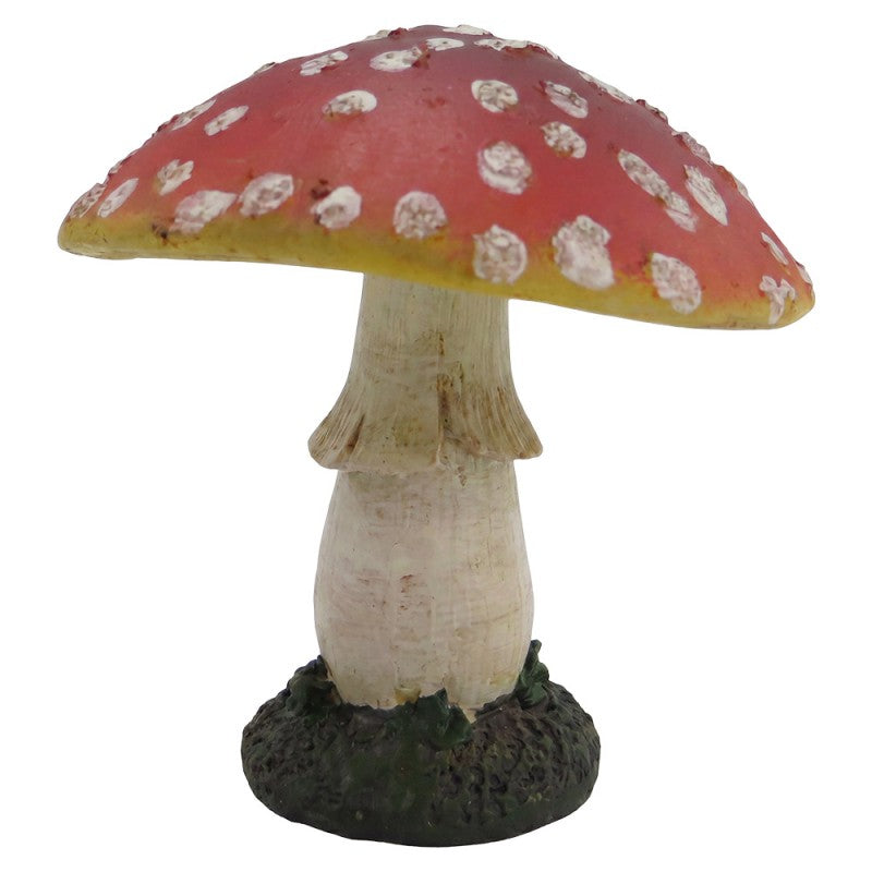 Dekofigur Schirmpilz-Fliegenpilz bauchig auf Moossockel Rot-Weiß Ø 8x9 cm Polyresin von Clayre & Eef (6PR6492)