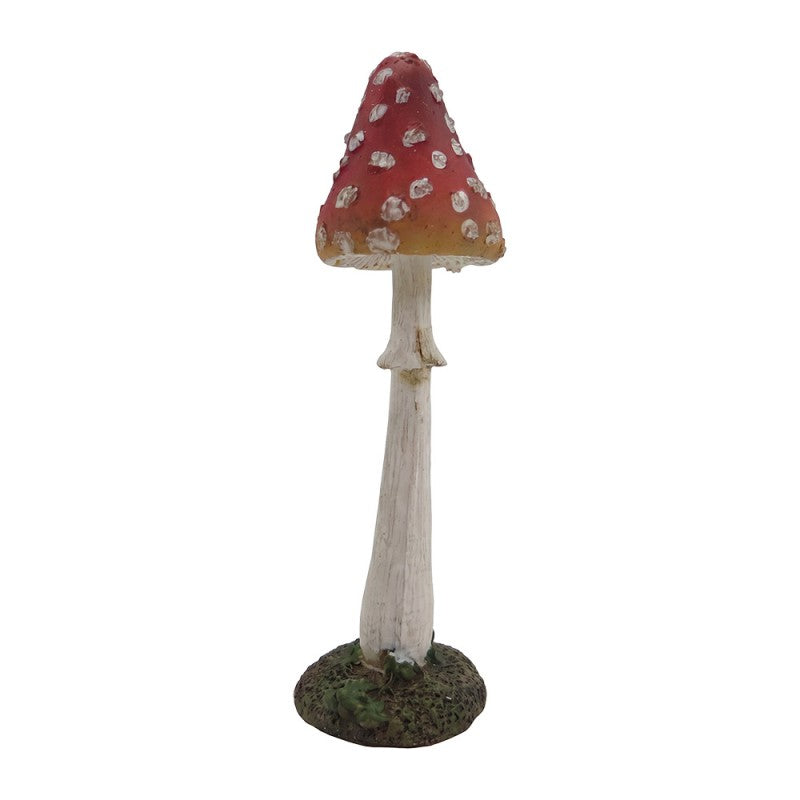 Dekofigur Spitzmorchel-Fliegenpilz auf Moossockel Rot-Weiß Ø 4x13 cm Polyresin von Clayre & Eef (6PR6493)