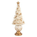 Deko-Weihnachtsbaum Barock mit Kugeln & Stern Weiß Gold Ø 13x32 cm von Clayre & Eef (6PR6500)