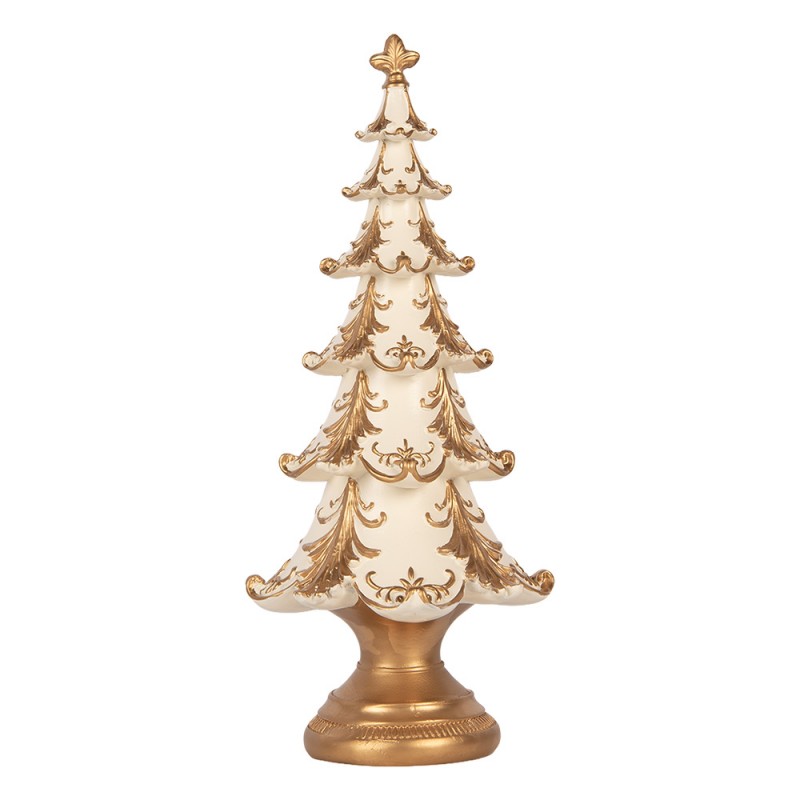 Deko-Weihnachtsbaum Barock mit Lilie & Zierfuß Weiß Gold Ø 13x30 cm von Clayre & Eef (6PR6501)