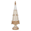 Deko-Weihnachtsbaum Barock Obelisk mit Zierfuß Weiß Gold Ø 12x42 cm von Clayre & Eef (6PR6502)