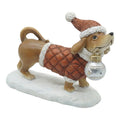 Weihnachtsfigur Hund Dackel mit Weihnachtskugel auf Schneesockel Polyresin Braun Silber 12x5x9 cm von Clayre & Eef (6PR6507)