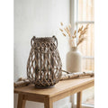 Holz- & Weiden-Windlicht Birnenform mit Glaseinsatz Grau Ø 27x40 cm von Clayre & Eef (6RO0386M)