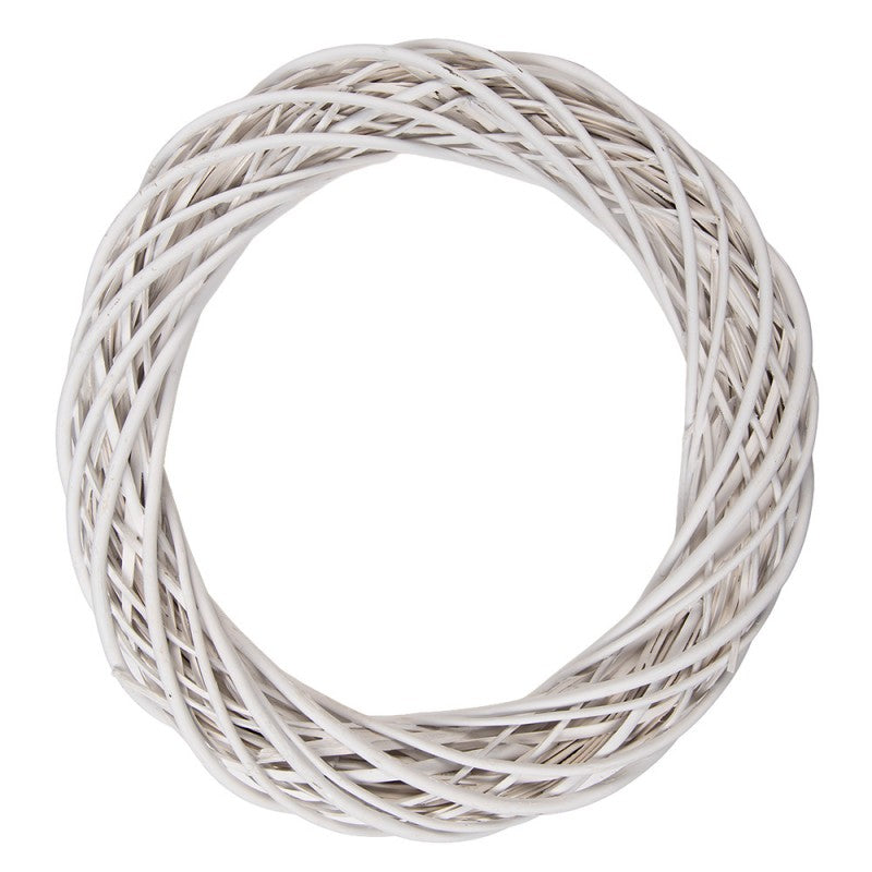 Clayre & Eef Deko-Kranz Ø 50 cm Weiß gewaschen – Shabby Chic Kranz Rohling (6RO0600LW)
