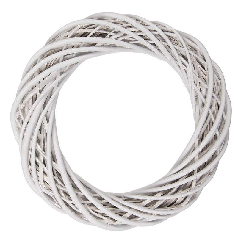 Clayre & Eef Deko-Kranz Ø 40 cm Weiß gewaschen – Shabby Chic Kranz Rohling (6RO0600MW)
