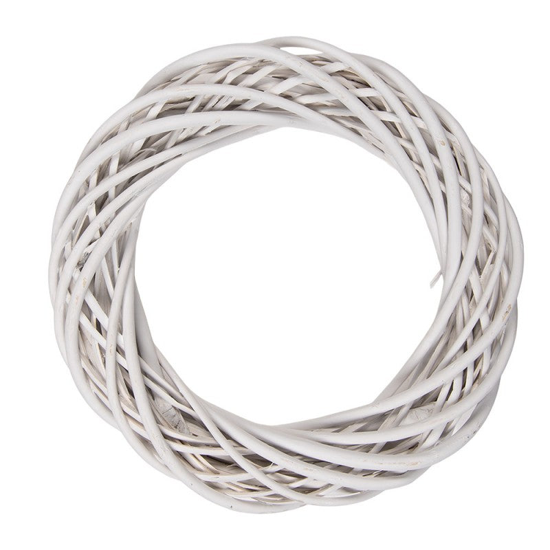 Clayre & Eef Deko-Kranz Ø 30 cm Weiß gewaschen – Shabby Chic Kranz Rohling  (6RO0600SW)