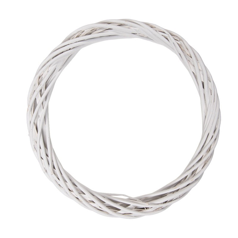 Clayre & Eef Rattan-Kranz Ø 40 cm Weiß – Flacher Rattankranz Rohling (6RO0603LW)