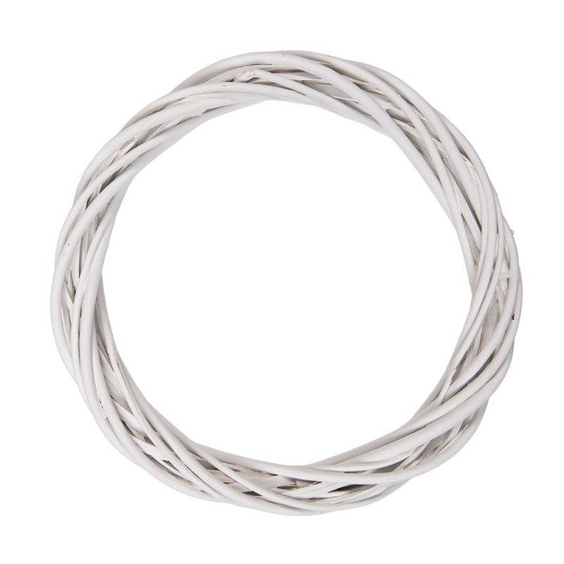 Clayre & Eef Rattan-Kranz Ø 30 cm Weiß – Flacher Rattankranz Rohling (6RO0603MW)