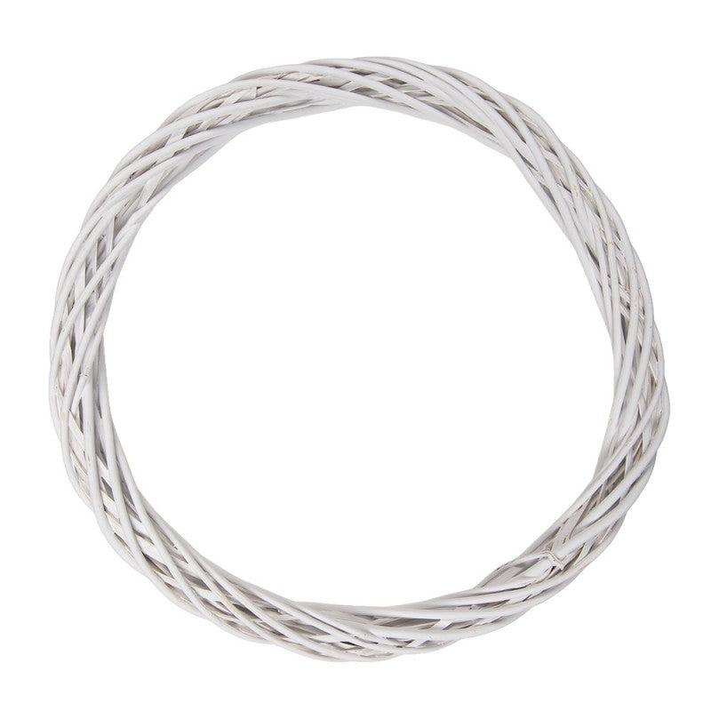 Clayre & Eef Rattan-Kranz Ø 50 cm Weiß – Flacher XL Rattankranz (6RO0603XLW)