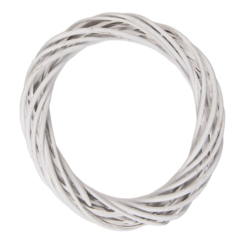 Clayre & Eef Rattan-Kranz Ø 20 cm Weiß – Flacher Mini Rattankranz (6RO0603XSW)