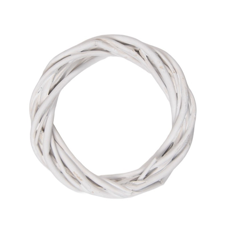 Clayre & Eef Rattan-Kranz Ø 10 cm Weiß – Zierlicher Mini-Rattankranz (6RO0603XXSW)