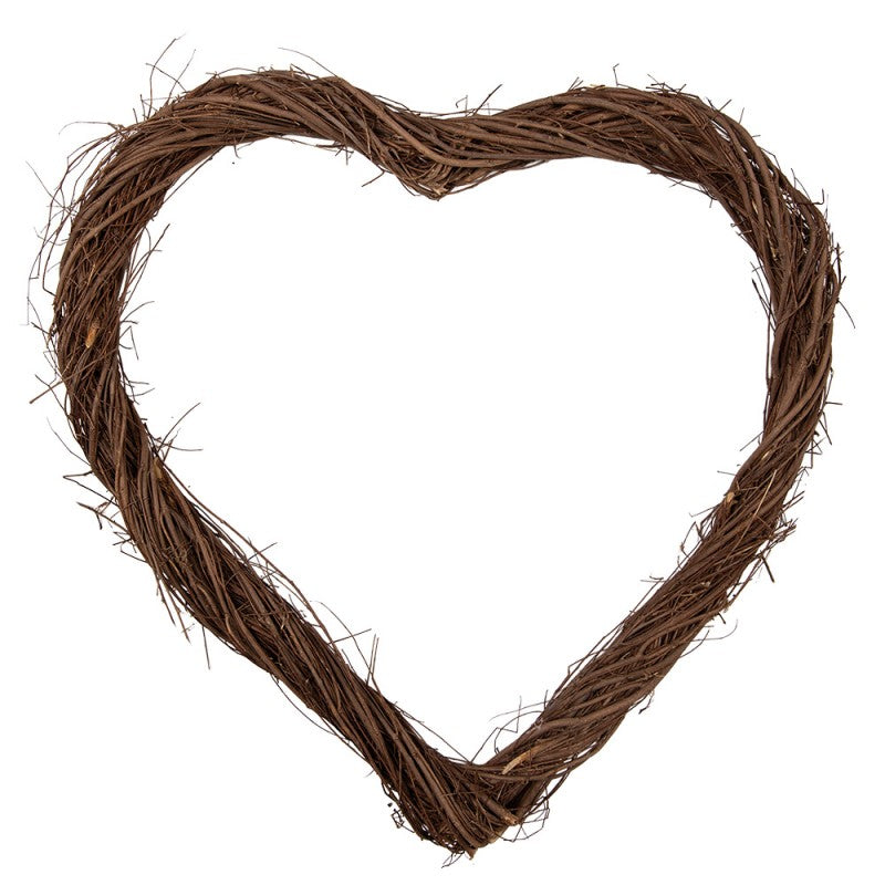 Clayre & Eef Rattan-Herz 50 cm – Großes Deko-Herz Kranz Rohling (6RO0606L)