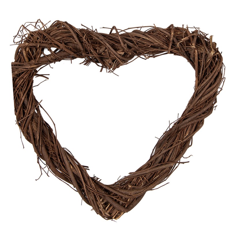 Clayre & Eef Rattan-Herz 20 cm – Mini Deko-Herz Rohling (6RO0606XS)