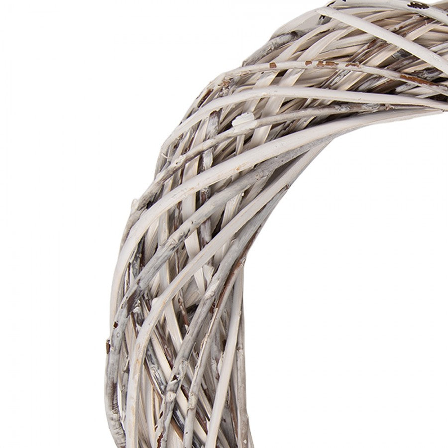 Clayre & Eef Rattan-Kranz Ø 30 cm Weiß gewaschen – Shabby Chic Rohling (6RO0610MW)